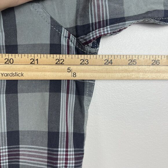 Plugg Mens Button Up Shirt XL Green Gray Long Sleeve Plaid Chest Flap Pockets - Picture 7 of 8